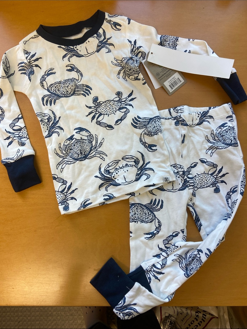 Kids Navy Crab Print Pajama Set -  2T Honest Clothing